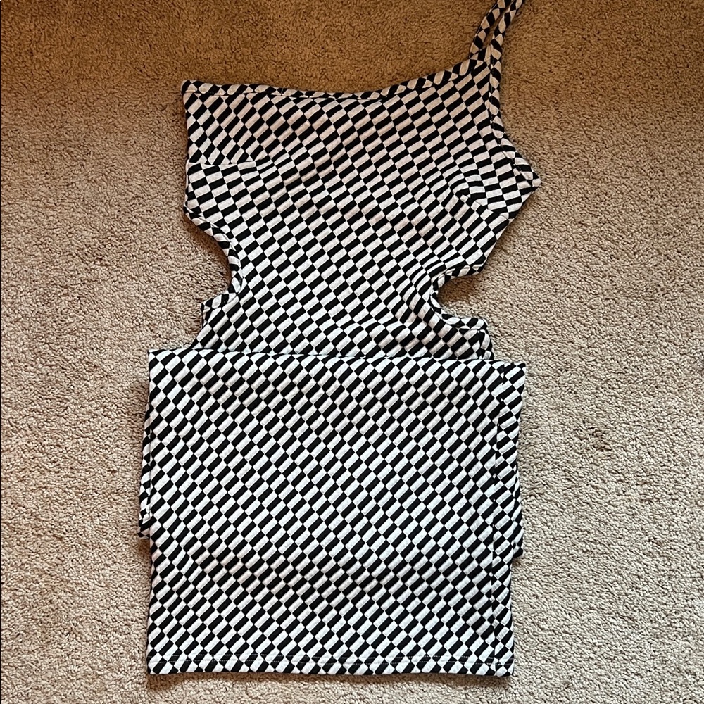 Asymmetrical Black and White Dress